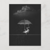 Goofy Black and White Frog met Umbrella in Rain Briefkaart (Voorkant)