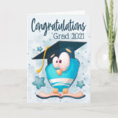 Goofy Blue Owl met Afstuderen Pet Kaart (Voorkant)