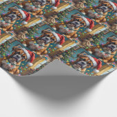 Goofy Boxer Dog Tangled in Christmas Lights Cadeaupapier (Hoek)