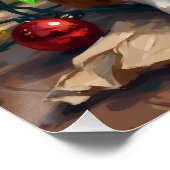 Goofy Boxer Dog Tangled in Christmas Lights Perfect Poster (Hoek)