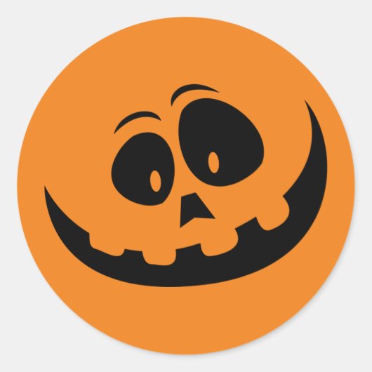 Goofy Carved Face Halloween Design Ronde Sticker (Voorkant)