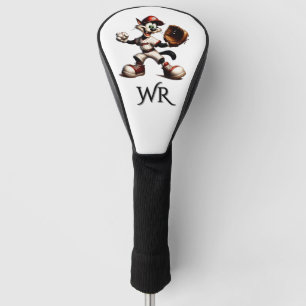 Goofy Cat Baseball Pitcher Monogram Golfheadcover
