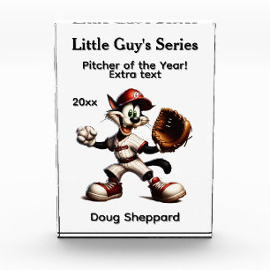 Goofy Cat Baseball Pitcher Vijf tekstgebieden Fotoblokken