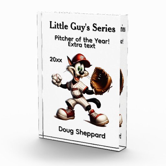 Goofy Cat Baseball Pitcher Vijf tekstgebieden Fotoblokken (Rechts)