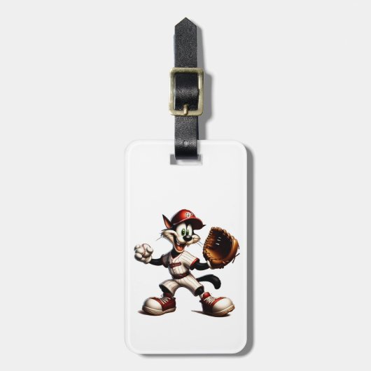 Goofy Cat honkbalwerper eindigt Bagagelabel (Voorkant verticaal)
