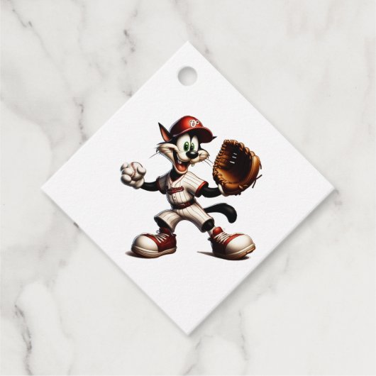 Goofy Cat honkbalwerper eindigt Bedankjes Labels (Voorkant)