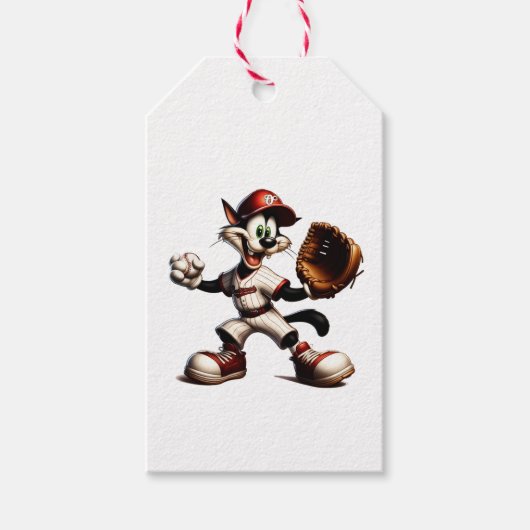 Goofy Cat honkbalwerper eindigt Cadeaulabel (Voorkant)