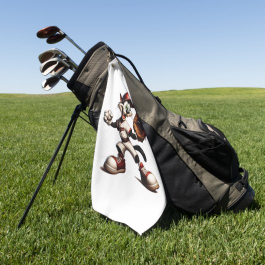Goofy Cat honkbalwerper eindigt Golfhanddoek (Groen)