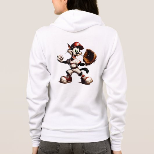 Goofy Cat honkbalwerper eindigt Hoodie (Achterkant)