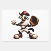 Goofy Cat honkbalwerper eindigt Inpakpapier Vel (Voorkant 3)