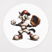 Goofy Cat honkbalwerper eindigt Labels (Design 1)