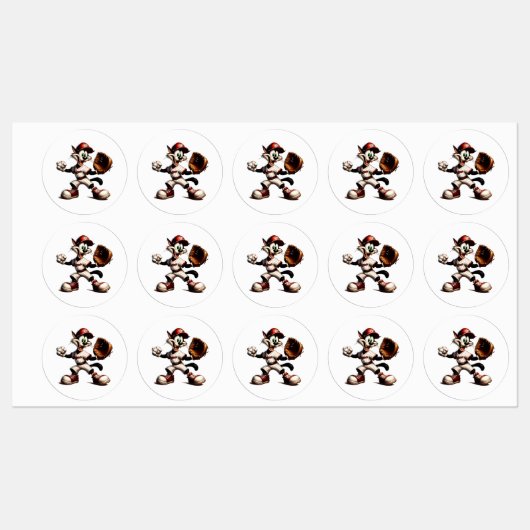 Goofy Cat honkbalwerper eindigt Labels (Vel)