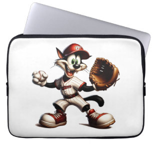 Goofy Cat honkbalwerper eindigt Laptop Sleeve