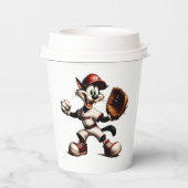 Goofy Cat honkbalwerper eindigt Papieren Bekers (Achterkant)