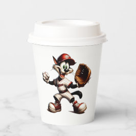 Goofy Cat honkbalwerper eindigt Papieren Bekers