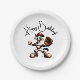 Goofy Cat honkbalwerper eindigt Papieren Bordje