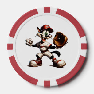 Goofy Cat honkbalwerper eindigt Poker Chips