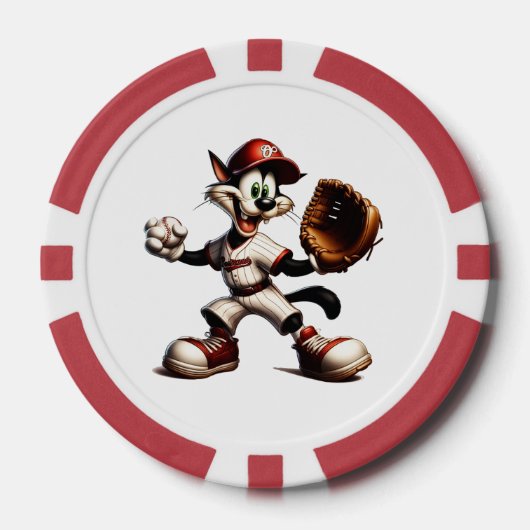 Goofy Cat honkbalwerper eindigt Poker Chips (Voorkant)