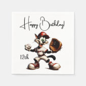 Goofy Cat honkbalwerper eindigt Servet (Voorkant)