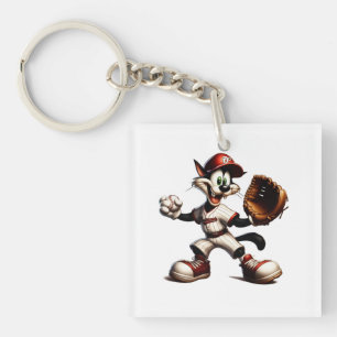 Goofy Cat honkbalwerper eindigt Sleutelhanger