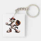 Goofy Cat honkbalwerper eindigt Sleutelhanger (Achterkant)