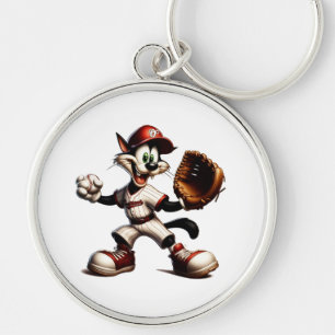Goofy Cat honkbalwerper eindigt Sleutelhanger
