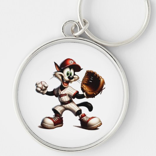 Goofy Cat honkbalwerper eindigt Sleutelhanger (Voorkant)