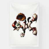 Goofy Cat honkbalwerper eindigt Spandoek (Verticaal)
