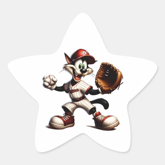 Goofy Cat honkbalwerper eindigt Ster Sticker (Voorkant)