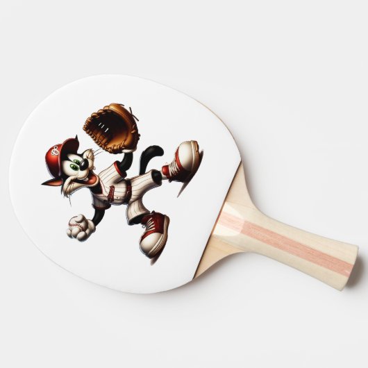 Goofy Cat honkbalwerper eindigt Tafeltennisbatje (Zijkant)