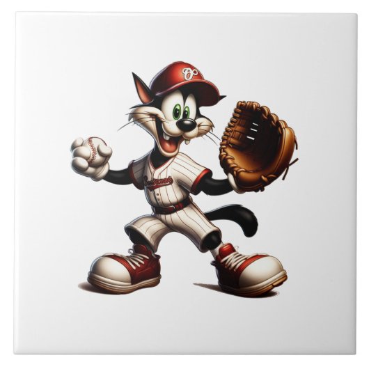 Goofy Cat honkbalwerper eindigt Tegeltje (Voorkant)