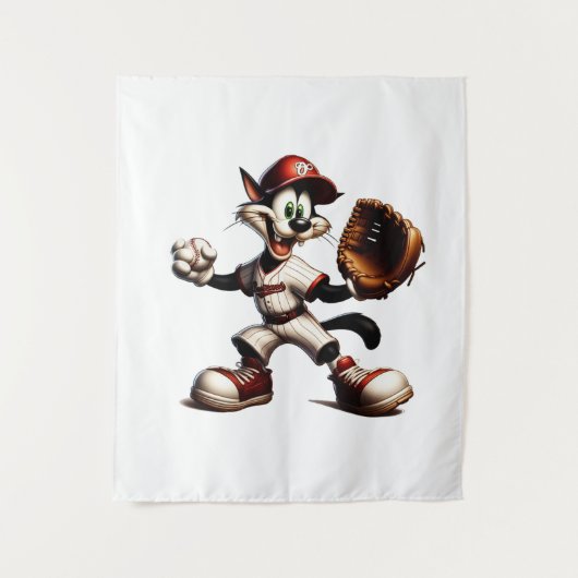 Goofy Cat honkbalwerper eindigt Wandkleed (Voorkant)