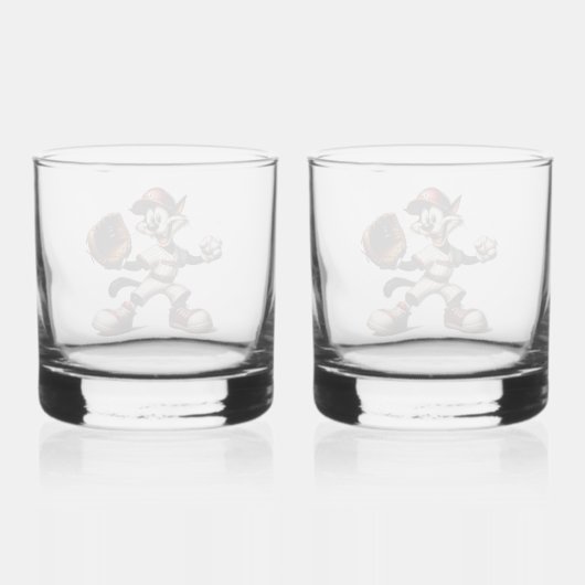 Goofy Cat honkbalwerper eindigt Whisky Glas (Achterkant)