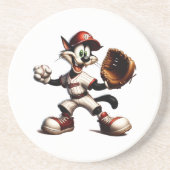 Goofy Cat honkbalwerper eindigt Zandsteen Onderzetter (Voorkant)