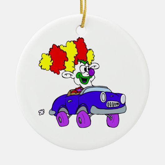Goofy Clown in kleine auto Keramisch Ornament (Voorkant)