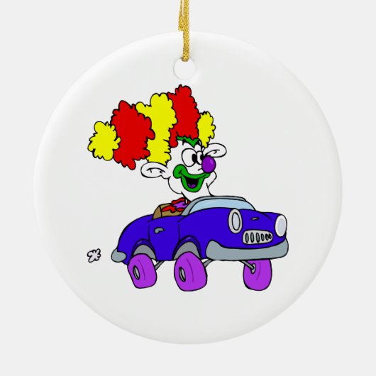 Goofy Clown in kleine auto Keramisch Ornament (Achterkant)