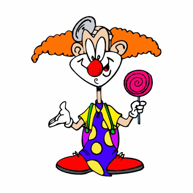 Goofy Clown met Lillipop Staand Fotobeeldje (Voorkant)