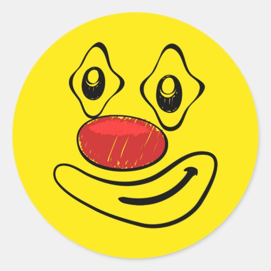 Goofy Clown Yellow Face Ronde Sticker (Voorkant)