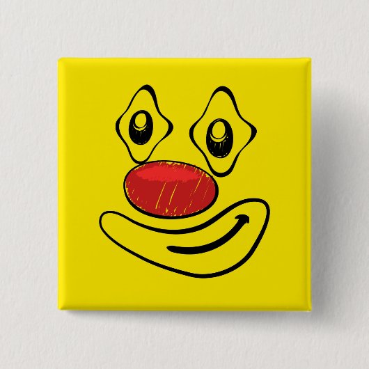 Goofy Clown Yellow Face Vierkante Button 5,1 Cm (Voorkant)
