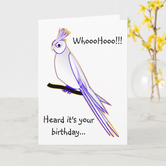 Goofy cockatiel kaart (Gele Bloem)