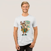 Goofy Deer Satire – “Fishing Is Safer” Propaganda  Tri-Blend Shirt (Voorkant volledig)