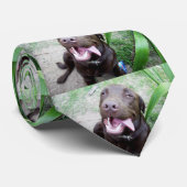 Goofy Delights: Chocolate Brown Labrador Puppy, Stropdas (Opgerold)