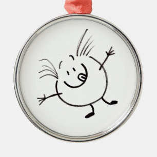 Goofy Doodle Guy Round Ornament