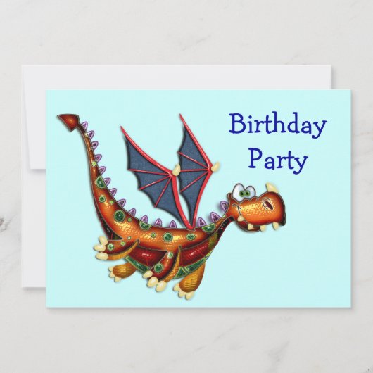 Goofy Flying Dragon Birthday Party Kaart (Voorkant)