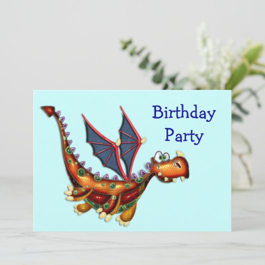 Goofy Flying Dragon Birthday Party Kaart (Staand voorkant)