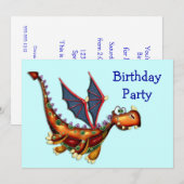 Goofy Flying Dragon Birthday Party Kaart (Voorkant / Achterkant)