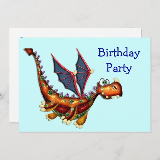 Goofy Flying Dragon Birthday Party Kaart (Voorkant / Achterkant)