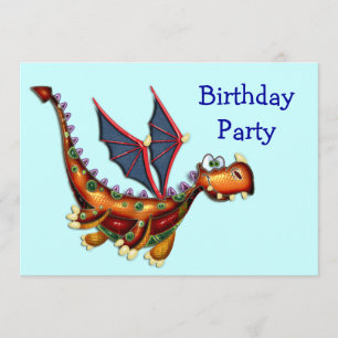 Goofy Flying Dragon Birthday Party Kaart