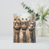Goofy Giraffes in een bril Feestdagenkaart (Staand voorkant)