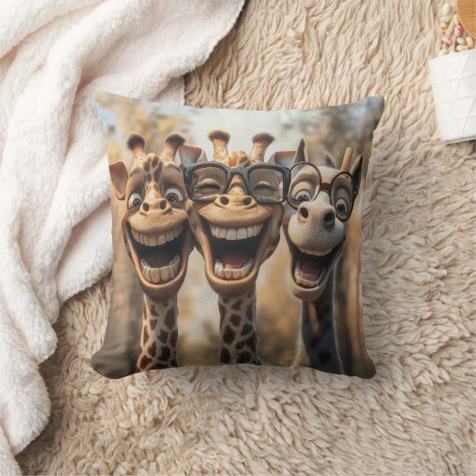 Goofy Giraffes in een bril Kussen (Deken)